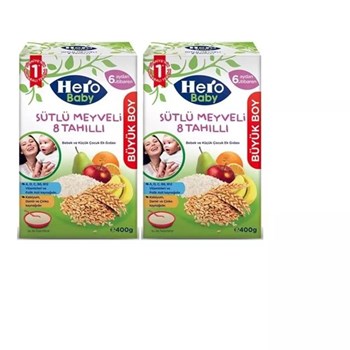 Hero Baby 2x400 gr Sütlü Meyveli 8 Tahıllı Kaşık Maması